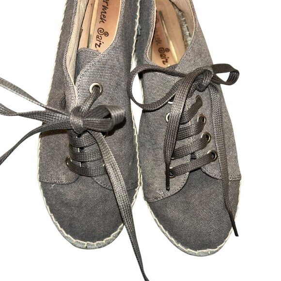 Carmen Saiz Classic Spanish Spain Espadrilles lace up gray sisal shjoes … - Picture 4 of 7